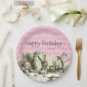  Wonderland Tea Pink Party Paper Borden Papieren Bordje