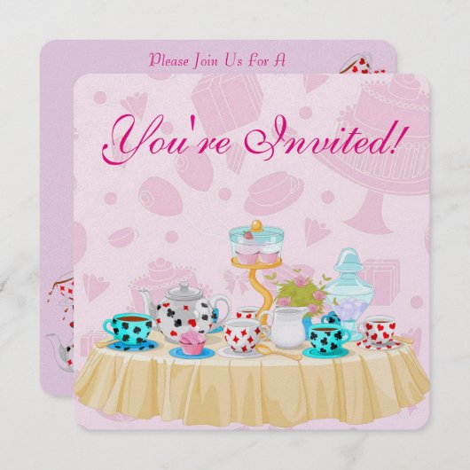 Wonderland-theepartij bruiloftsuitnodiging kaart (Voorkant / Achterkant)