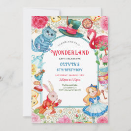 Wonderland verjaardagsuitnodiging bedankkaart