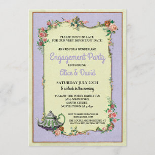 Wonderland Verloving Teapot Couple's Party Paars Kaart