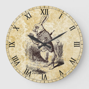 Wonderland Vintage Witte konijn Grote Klok