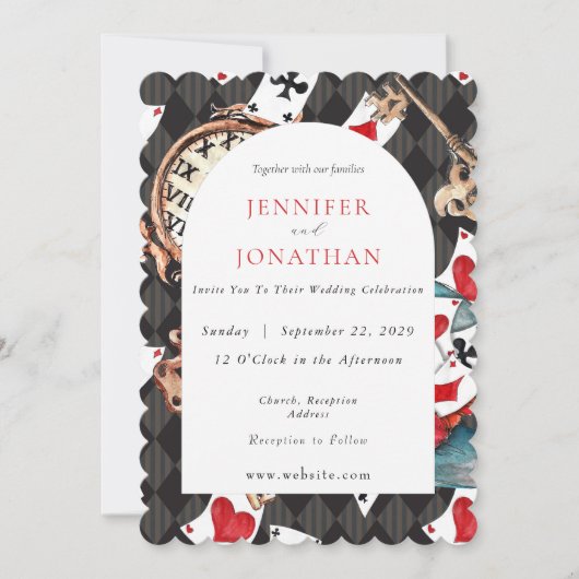 Wonderland Whimsy bruiloft uitnodiging (Voorkant)