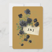 Wonderland Whimsy Gold, Faire-part de mariage noir (Dos)