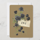 Wonderland Whimsy Gold, Faire-part de mariage noir (Dos)