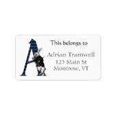 Wonderland White Rabbit Letter A Bookplate Etiket (Voorkant)