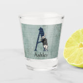 Wonderland White Rabbit Letter A Shot Glas (Voorkant)