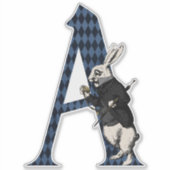 Wonderland White Rabbit Letter A Sticker (Voorkant)