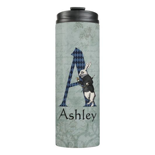 Wonderland White Rabbit Letter A Thermosbeker (Voorkant)