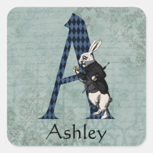 Wonderland White Rabbit Letter A Vierkante Sticker