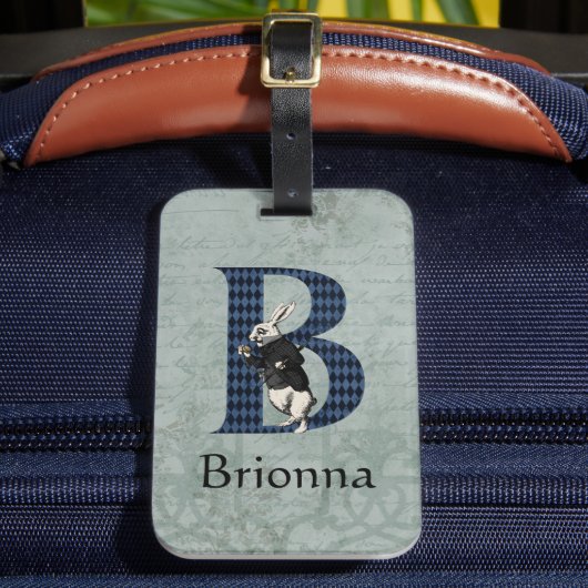 Wonderland White Rabbit Letter B Bagagelabel (Voorkant Insitu 2)