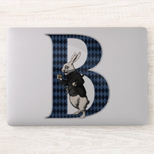 Wonderland White Rabbit Letter B Sticker