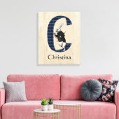 Wonderland White Rabbit Letter C Canvas Print (Insitu (Woonkamer))