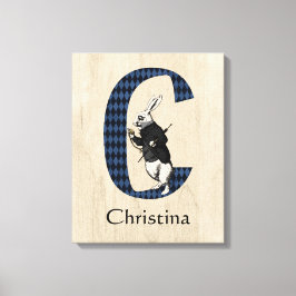 Wonderland White Rabbit Letter C Canvas Print
