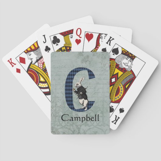 Wonderland White Rabbit Letter C Pokerkaarten (Achterkant)