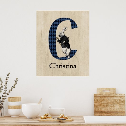 Wonderland White Rabbit Letter C Poster (Keuken)