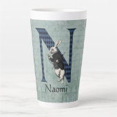 Wonderland White Rabbit Letter N Latte Mok (Voorkant)