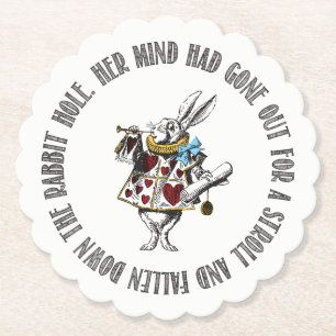 Wonderland White Rabbit Quote Kartonnen Onderzetters