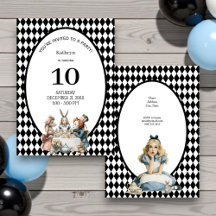 Wonderland Zwart Witte Vintage Verjaardagsfeestje