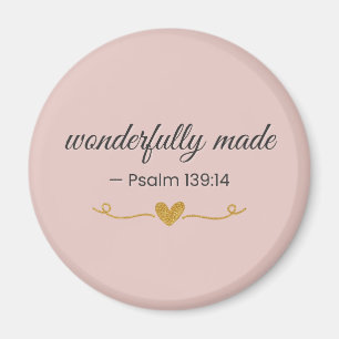 Wonderlijk Geschapen – Psalm 139:14 Roze Magneet
