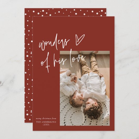 Wonders Of His Love Eén Foto Religieuze Kerst  Feestdagenkaart (Voorkant / Achterkant)