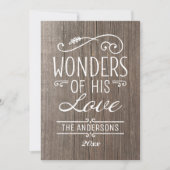 Wonders van zijn Love Rustic Wood kerstfoto Feestdagenkaart (Voorkant)
