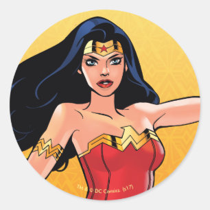 Wondervrouw met laso - strijd voor gerechtigheid ronde sticker