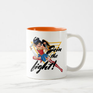 Wondervrouw met zwaard - Doe mee aan de strijd Tweekleurige Koffiemok
