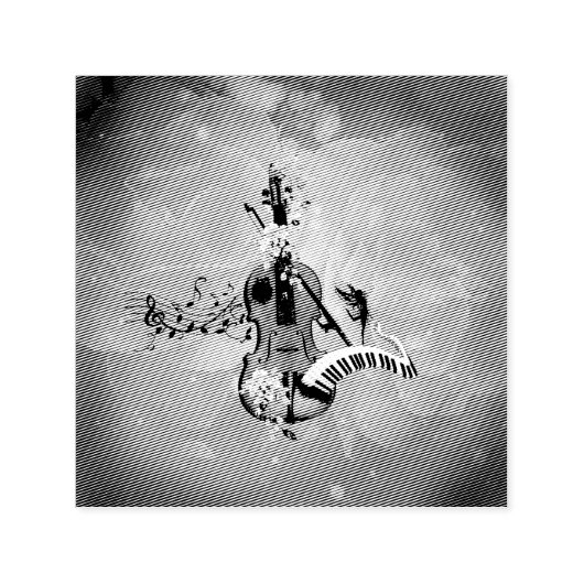 Wondevol viool met piano en bloemen zelfinktende stempel (Design)