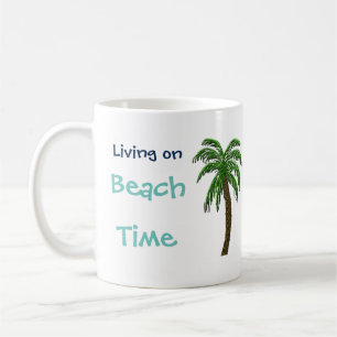 Wonen op het strand Time Palm Tree Custom Text Mok