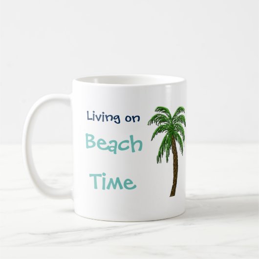 Wonen op het strand Time Palm Tree Custom Text Mok (Links)