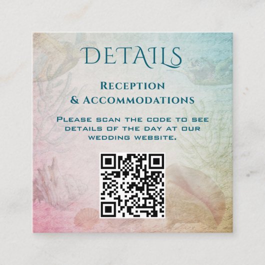 Wonen Zeeen Trouwdetails QR code Square Informatiekaartje (Voorkant)