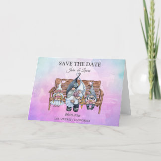 Woningsuitnodiging, Cute Gnomen Save the Date Card Feestdagen Kaart