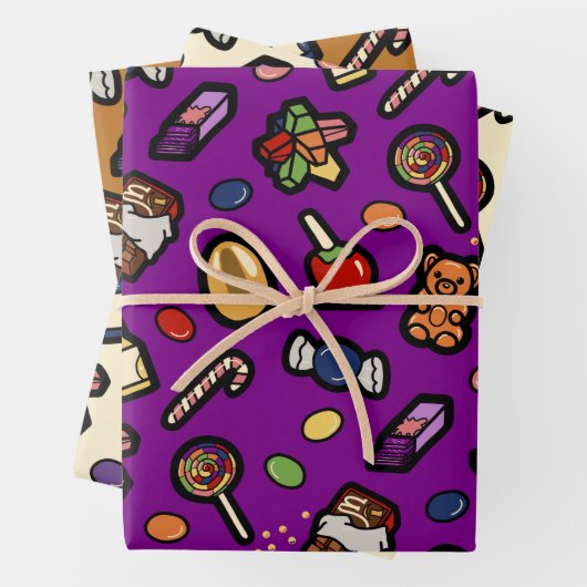 Wonka Factory geïnspireerd wikkelpapier Set van 3 Inpakpapier Vel (In situ)