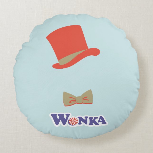 Wonka Top Hat & Bow Stropdas Rond Kussen (Voorkant)