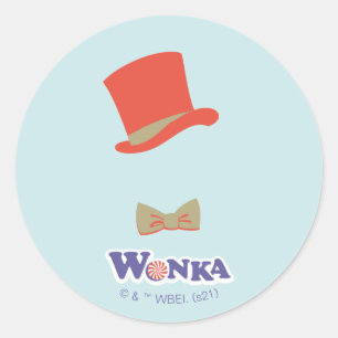 Wonka Top Hat & Bow Stropdas Ronde Sticker