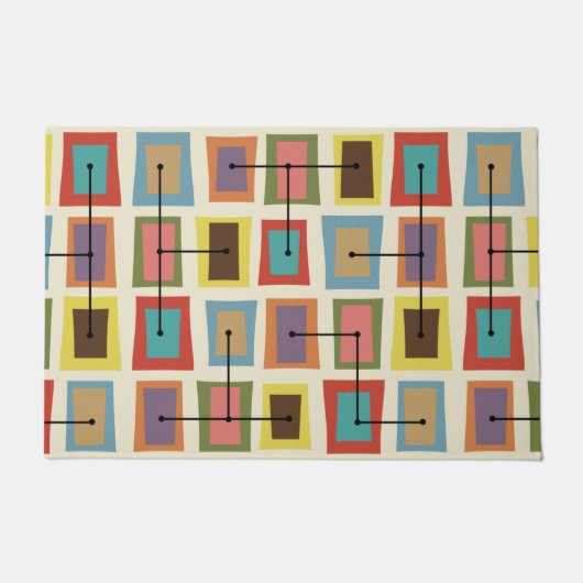 Wonky Deuren Kleinere Multicolored Deurmat (Voorkant)