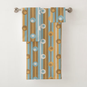 Wonky Polka Dots and Stripes, Abriot, Blue, Brown Bad Handdoek