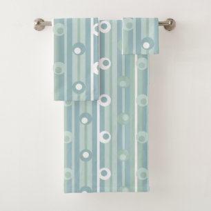 Wonky Polka Dots and Stripes, Zee Glass, blauw Bad Handdoek