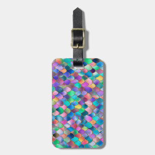 Wonky Rainbow Glitter Metal Mermaid Scales Bagagelabel