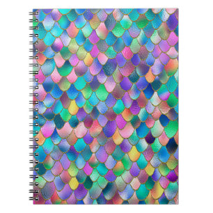 Wonky Rainbow Glitter Metal Mermaid Scales Notitieboek