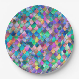 Wonky Rainbow Glitter Metal Mermaid Scales Papieren Bordje