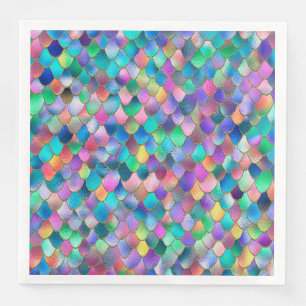 Wonky Rainbow Glitter Metal Mermaid Scales Servet