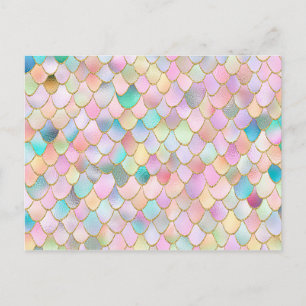 Wonky Trendy Rainbow Girl Metal Mermaid Scales Briefkaart