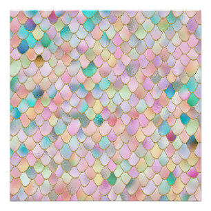 Wonky Trendy Rainbow Girl Metal Mermaid Scales Perfect Poster