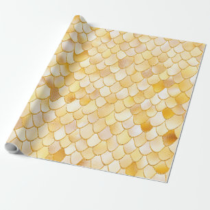 Wonky Waterverf Gold Glitter Metal Mermaid Scales Cadeaupapier
