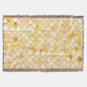 Wonky Waterverf Gold Glitter Metal Mermaid Scales Deken