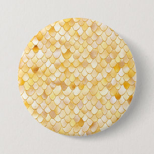 Wonky Waterverf Gold Glitter Metal Mermaid Scales Ronde Button 7,6 Cm