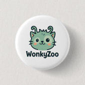 Wonky Zoo Cat Button | Grappige ronde pin (Voorkant)