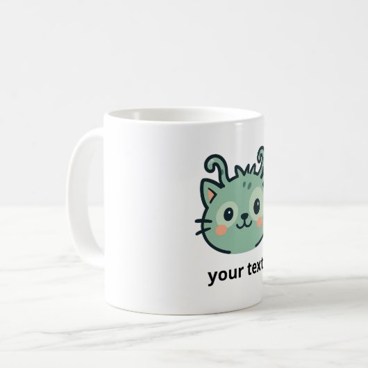 Wonky Zoo Cat Custom Mok | Jouw tekst toevoegen (Voorkant links)