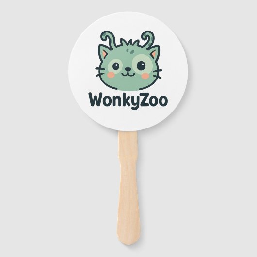 Wonky Zoo Cat Hand Fans Handwaaier (Voorkant)